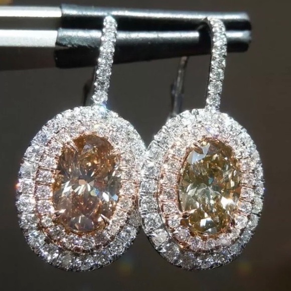**NEW💎18K Rose Gold Oval Morganite Halo Earrings - Picture 4 of 5